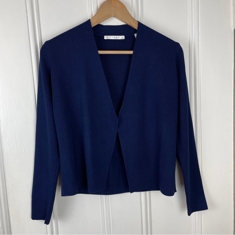 Cyrus Open Front Blue Cardigan Size Small